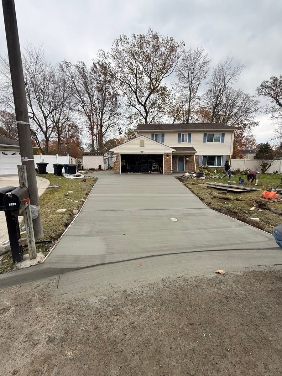 Fresh poured concrete driveway — Hampton Roads, VA