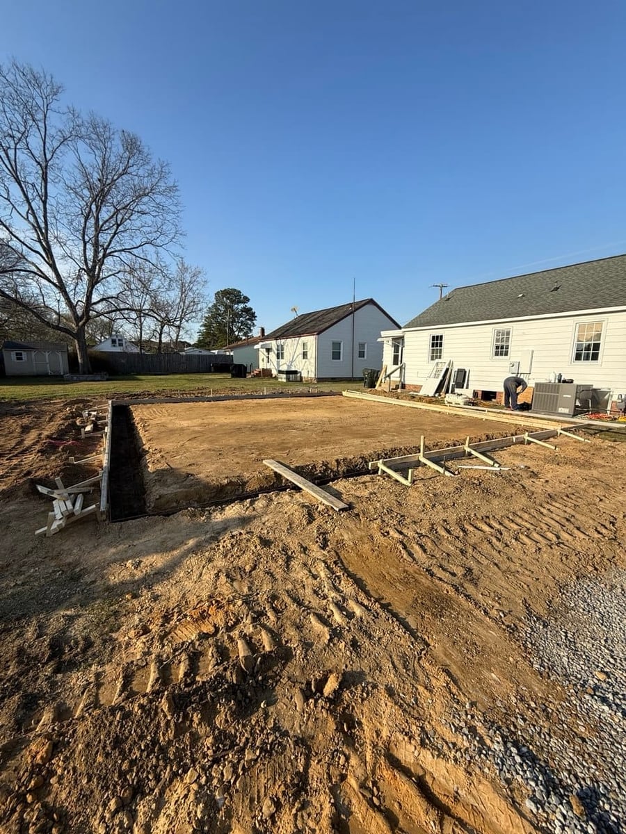 Site prep and forming for new concrete slab — Hampton Roads, VA